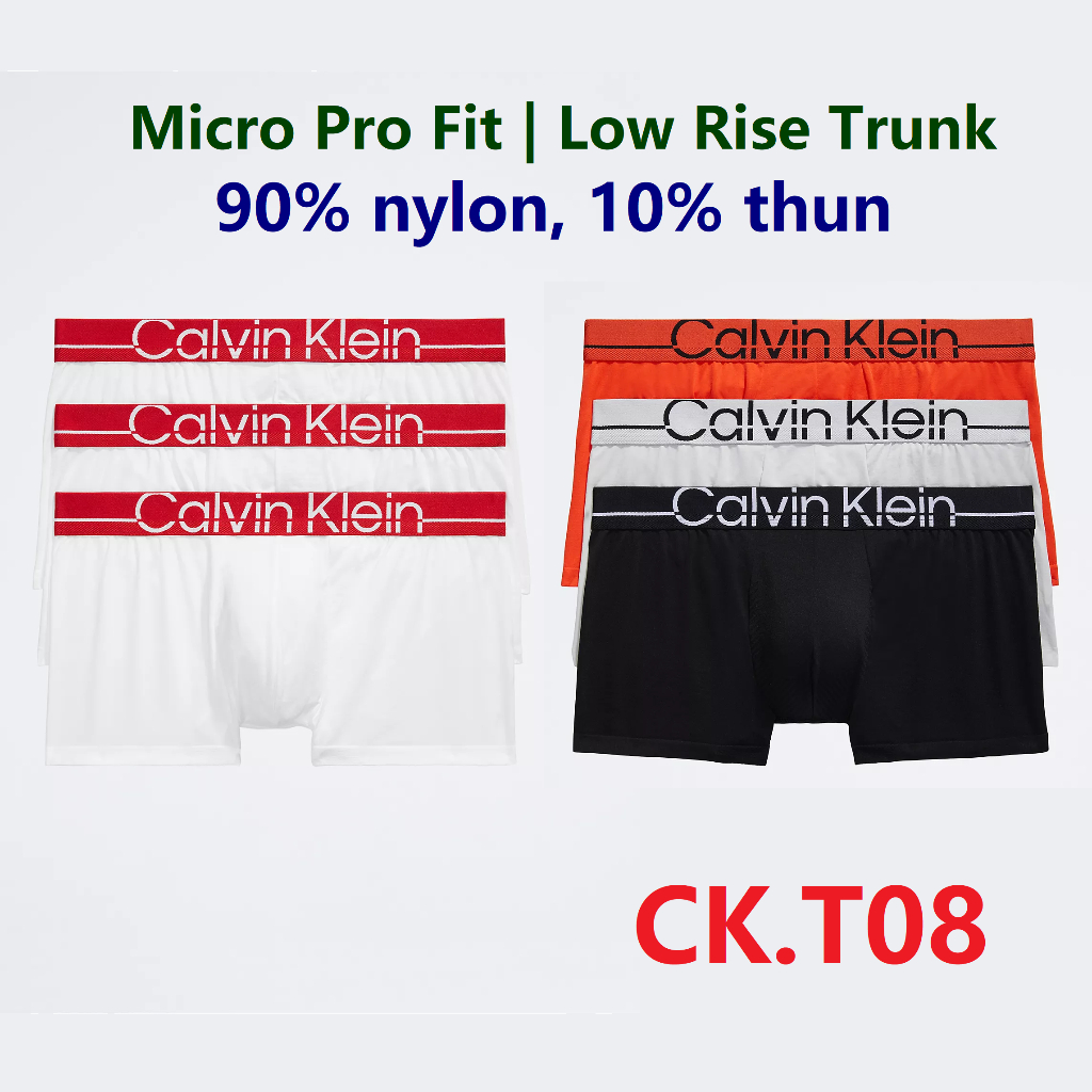 Chính hãng Mỹ -CK.T08..S,M,L- Quần lót nam CK Calvin Klein Microfiber Pro Fit Low Rise Trunk / boxer