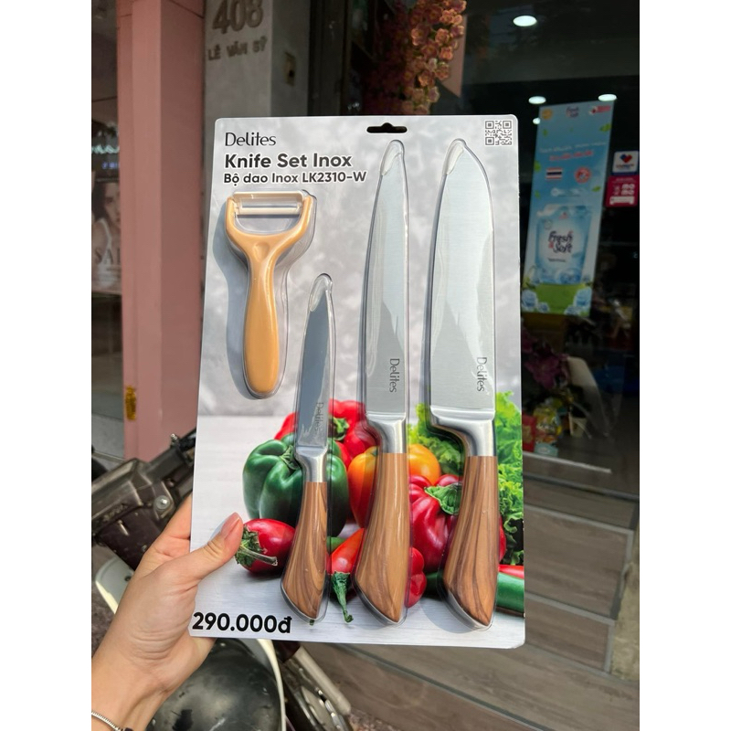Bộ dao cán Inox Delites LK2310-W nâu