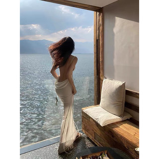Đầm lưới hở lưng đi biển dệt kim, đầm mặc ngoài bikini xuyên thấu [ Hàng sẵn ]