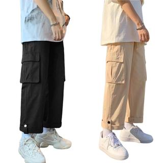  Quần kaki túi hộp 2 màu Đen Be 2 size M và L dây rút cạp chun nam nữ mặc được Menswear Pants 