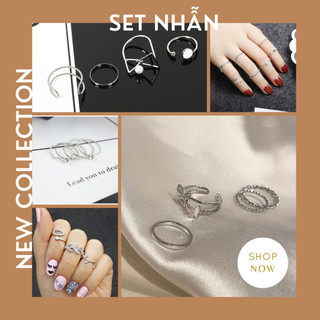 [LT] Set nhẫn bộ xinh xắn cá tính nhẫn nam nữ thời trang phong cách hàn quốc thiết kế sáng tạo quà tặng xinh xắn