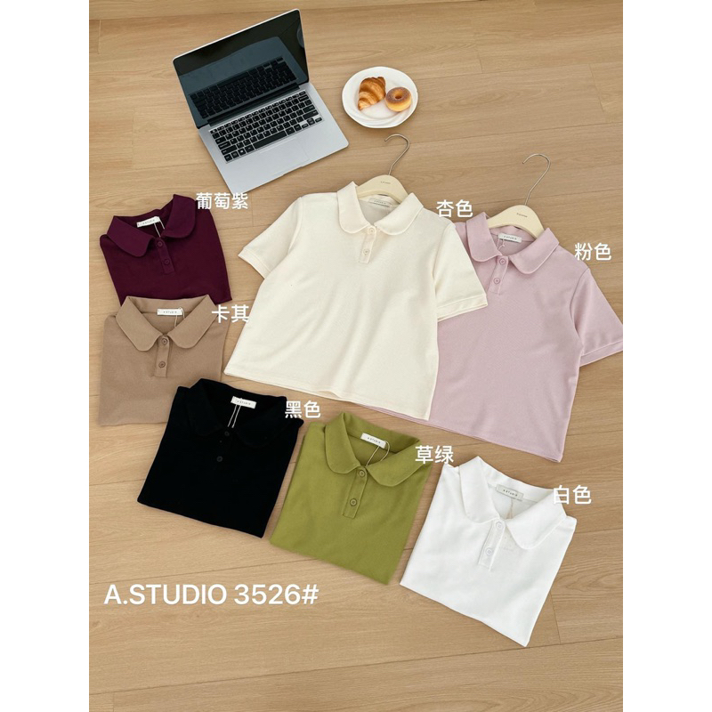 Áo polo cúc sắc màu cổ sen