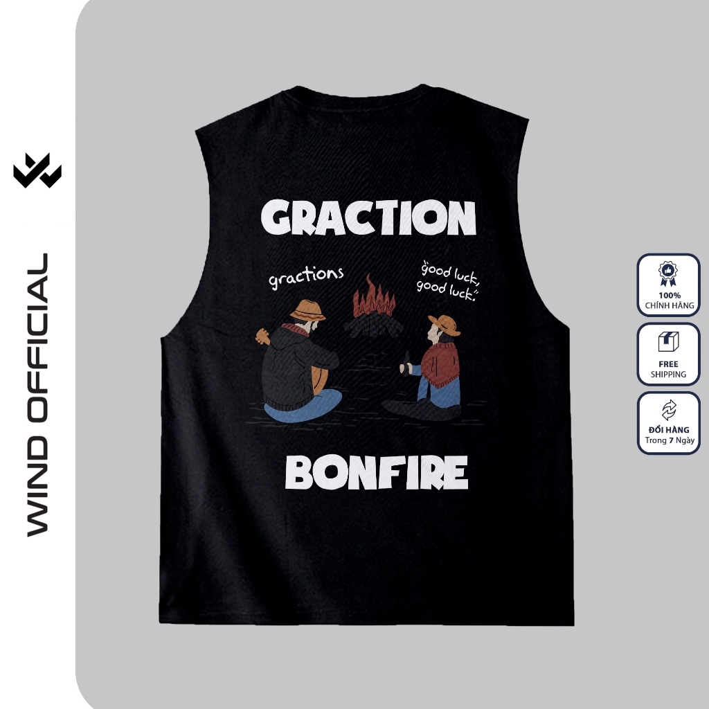 Áo ba lỗ unisex WIND form rộng sát nách BONFIRE tanktop thời trang nam nữ oversize