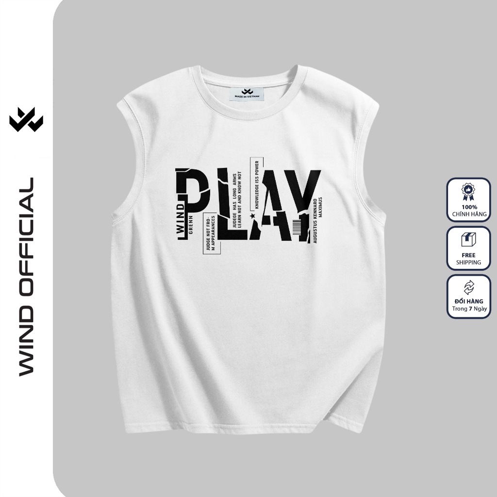 Áo ba lỗ unisex WIND form rộng sát nách PLAY tanktop thời trang nam nữ oversize
