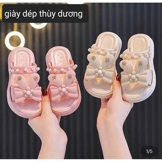 Dép bé gái.Dép lê công chúa quai lơ đính ngọc phong cách tiểu thư