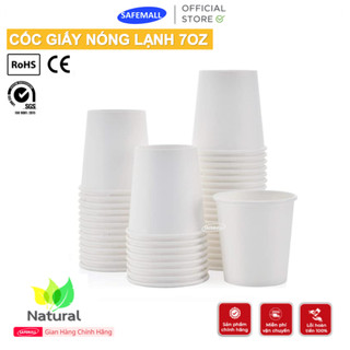 Sỉ thùng 1000 chiếc Cốc giấy 7oz 210ml SAFEMALL, Ly giấy nóng lạnh dùng nhiều lần an toàn thân thiện với môi trường