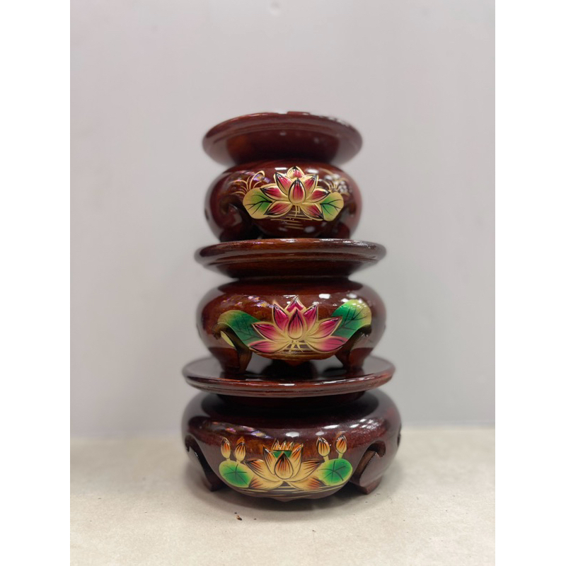 Đôn gỗ - Đế gỗ tròn để tượng Phật, lư hương, bát nhang