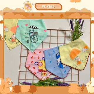Yếm cho bé Khăn Yếm tam giác xô cúc bấm xuất nhật 100% cotton họa tiết dễ thương