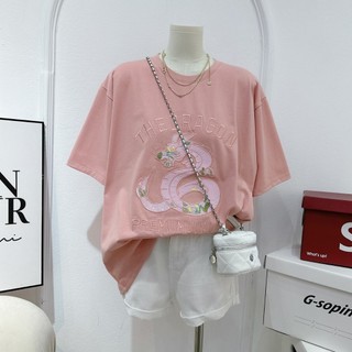 Áo Thun Nữ, Cotton Thêu Hoạ Tiết Rồng, Thoáng Mát, Thấm Hút Mồ Hôi, Phong Cách Oppa, CTP59103