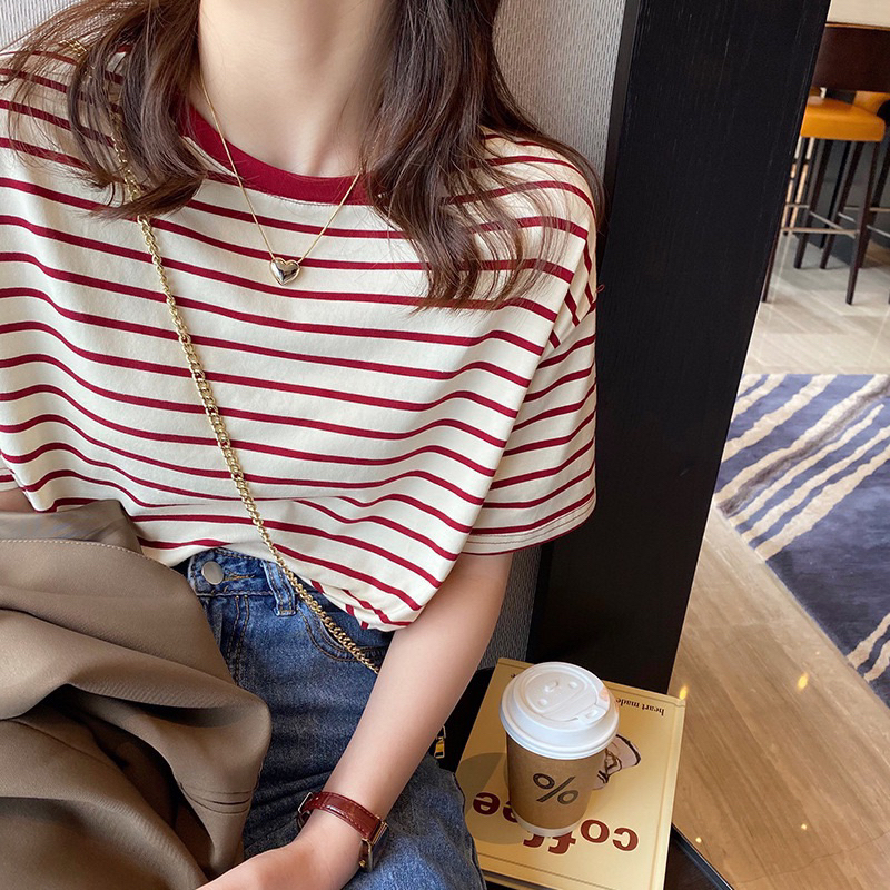 Áo Phông Kẻ Phom Vừa Chất Thun Cotton hàng QC #7929 - Windy Store