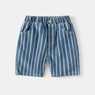 Quần denim cho bé WAPYPY quần đùi bé trai họa tiết kẻ sọc mẫu mới 2024