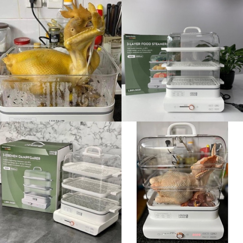 Nồi hấp điện 3 tầng LEBENLANG LBEL5031, dung tích 18L