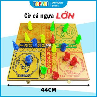 Cờ cá ngựa liên hiệp thành, bàn cờ size lớn 45cm x 45cm, đồ chơi giải trí cho trẻ em top vui