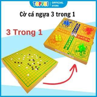 Bộ cờ 3 trong 1: cờ vây, cờ cá ngựa, cờ caro liên hiệp thành chính hãng, đồ chơi an toàn giành cho trẻ em top vui