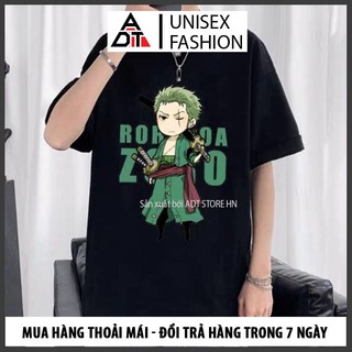 Áo Thun Tay Lửng One Piece, Roronoa Zoro 2 Màu Trắng Đen Cực HOT