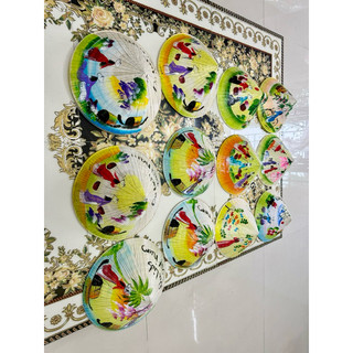 Combo 15 nón size 30cm vẽ phong cảnh