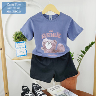 ZBO24 -  Bộ áo thun quần cộc size đại cho bé trai bé gái hình gấu Avenue vải cotton cao cấp - Zang Tote