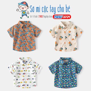Áo sơ mi cho bé WELLKIDS phong cách Hàn Quốc hoạ tiết hoạt hình chất cotton mẫu mới 2024