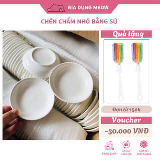 Chén chấm nhỏ đựng muối tiêu chất liệu sứ tráng men trắng