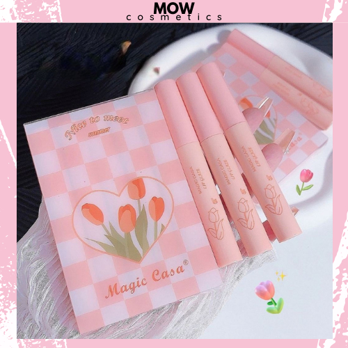 Set 5 Son Kem lỳ Hoa Tuylip Mùi Thơm Dễ Chịu Cực Xinh Chống Thấm Nước Cao Cấp MOW Cosmetics SM10