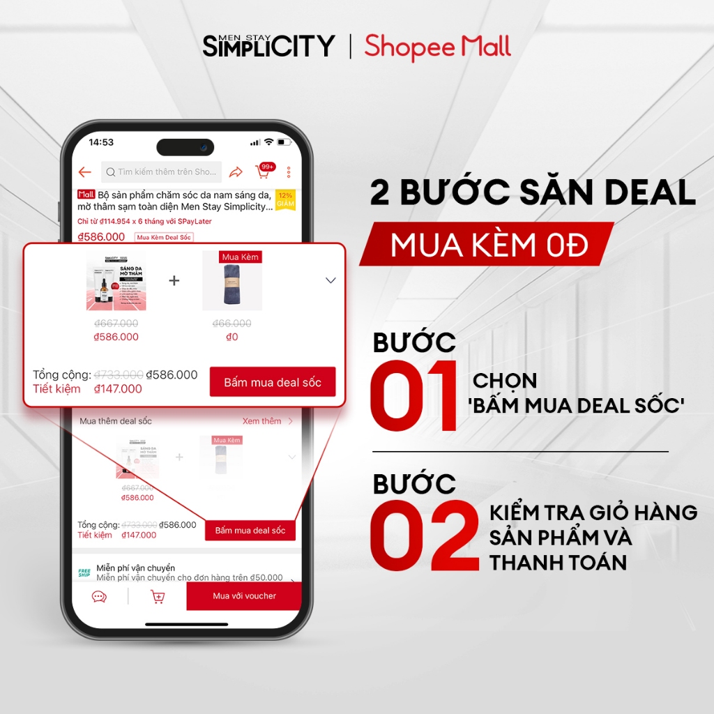 Kem chống nắng cho nam 3 trong 1 bảo vệ vượt trội SPF 50 PA++++ Men Stay Simplicity Invisible Sunscreen 80ml