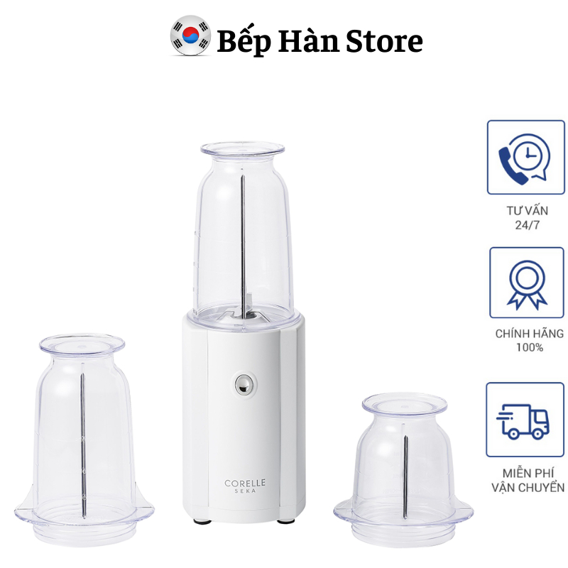 Máy Xay Sinh Tố Mini Corelle Seka, Bộ 3 Bình, Siêu Xinh, Nhập Hàn, BH 12 Tháng, Bephan