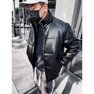  BLACK - Phao Da  G  - LUOGÒ Brand  áo khoác da PU nam  