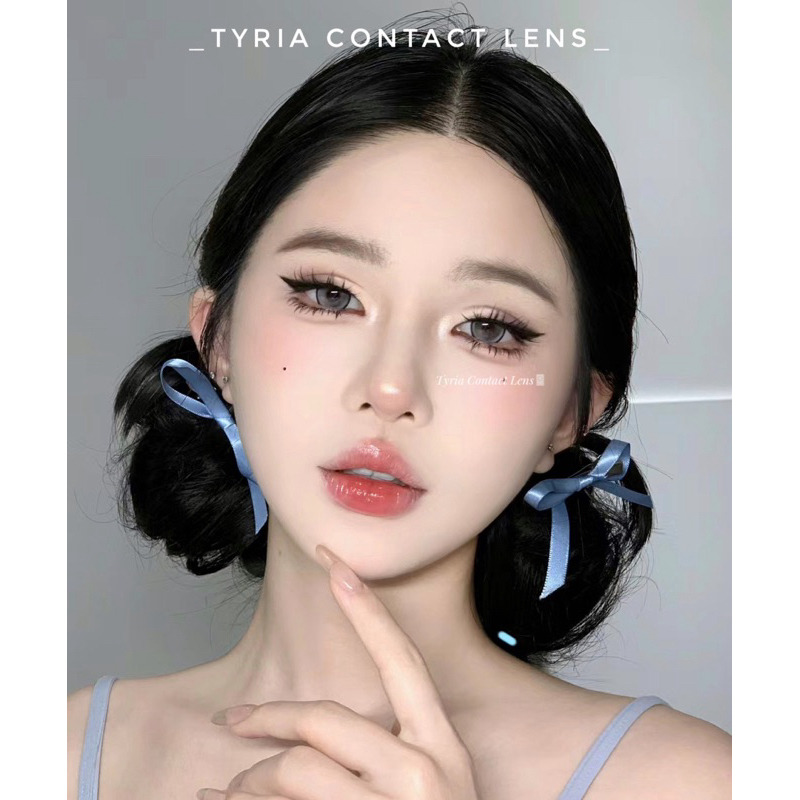 TYRIA Kính Áp Tròng SeeShell Xám Nâu , Lens FULL ĐỘ CẬN ( Kèm Khay Đơn + Khay Dụng Cụ )