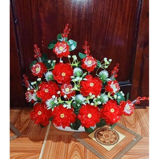 Thành phẩm thuyền hoa hồng pha lê size 35x40cm, đổi thành chậu hoa nổi