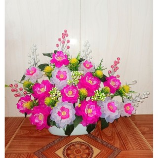 Thành phẩm thuyền hoa hồng pha lê size 35x40cm, đổi thành chậu hoa nổi
