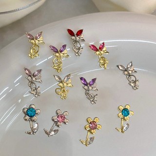 Charm bướm đá trang trí móng-charm bướm xích (mã v25)