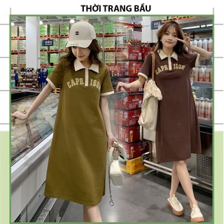 ĐẦM VÁY COTTON MÙA HÈ MỀM MÁT V726 ĐẦM BẦU THIẾT KẾ DÁNG SUÔNG PHỐI CỔ POLO TRẺ TRUNG MẶC ĐI LÀM ĐI CHƠI THOẢI MÁI