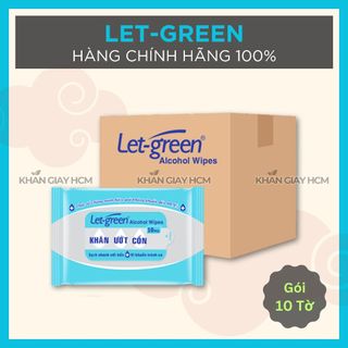 Combo 10 gói 10 tờ - khăn ướt cồn let green diệt khuẩn - hàng chính hãng