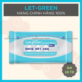 Gói 10 tờ - khăn ướt cồn let green diệt khuẩn - hàng chính hãng