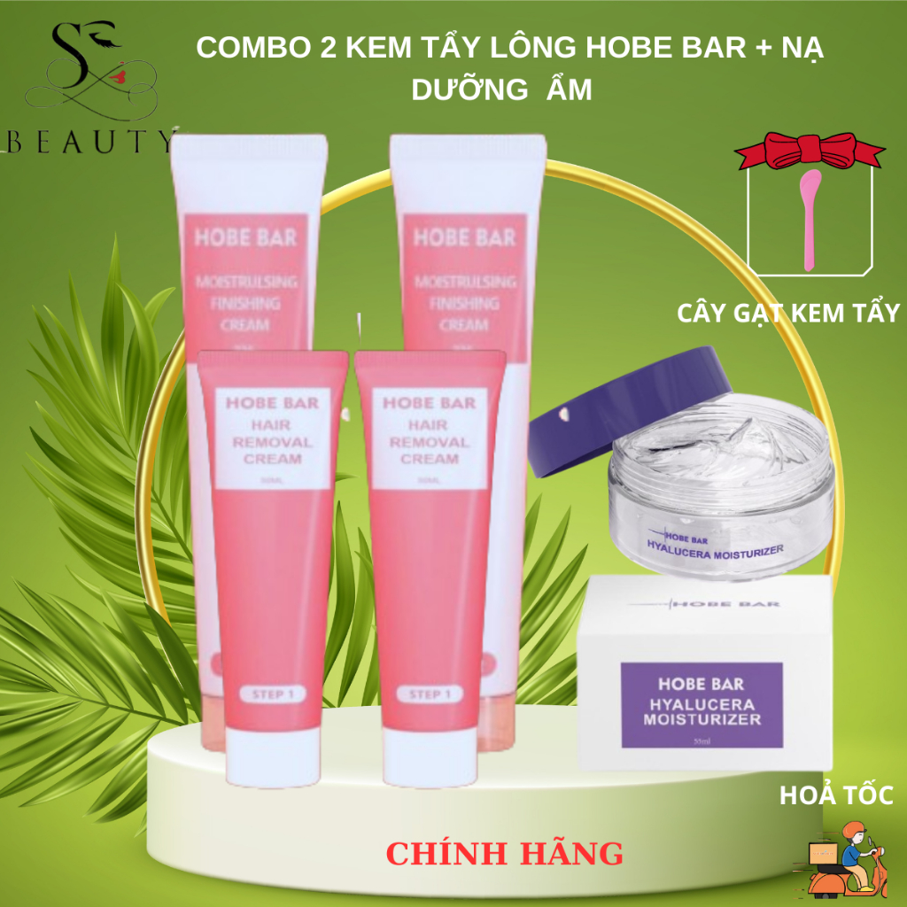 Combo kem tẩy lông hobe bar và Nạ đất sét hobebar chính hãng, kem tẩy lông nách, tay, chân, và Nạ mask đắp mặt