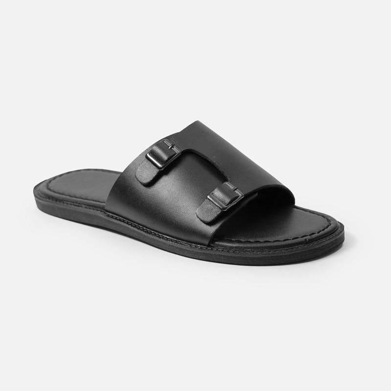 Dép nam da bò G2 Hades dáng sandal quai ngang đế khâu chắc chắn, Dép da double monk strap công sở thời trang lịch sự