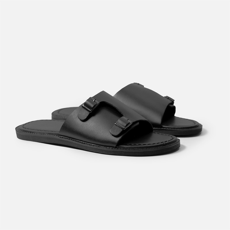 Dép nam da bò G2 Hades dáng sandal quai ngang đế khâu chắc chắn, Dép da double monk strap công sở thời trang lịch sự