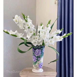 Bình gốm vẽ màu hoa tím Bát Tràng