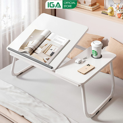 Bàn học gấp gọn IGA tùy chỉnh góc nghiêng giảm đau lưng mỏi mắt - GM55
