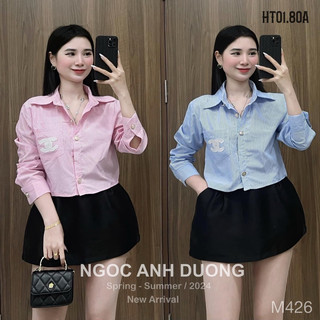💎💎FREESHIP💎Áo sơ mi kẻ chanle xanh Hồng chuẩn mẫu.Kèm ảnh thật chụp sàn