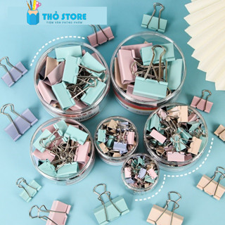 Kẹp giấy tài liệu, kẹp ghim kim loại 4 màu Pastel, kẹp bướm dùng cho văn phòng đủ size, nhỏ gọn, giá rẻ
