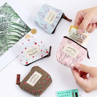 Ví đựng đồng xu mini hoa nhí bằng vải canvas. túi nhỏ xinh gọn gàng 88442