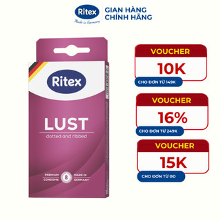Bao cao su Ritex Lust gân & gai - Hộp 8 chiếc
