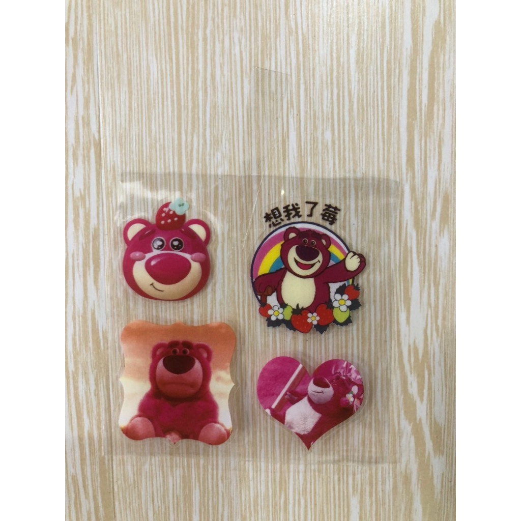 Tấm Sticker Gấu Lotso Lotto Bear Gấu Dâu Hình Dán Chống Nước Trang Trí Sổ Bìa Sách Dễ Thương