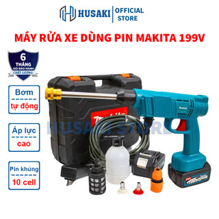 Máy rửa xe pin máy rửa xe mini cầm tay MKT 199V súng xịt rửa xe gia đình bảo hành 6 tháng