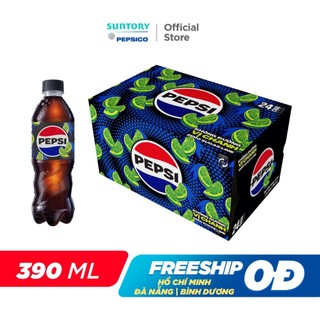 Thùng 24 Chai Nước Ngọt Có Gaz Pepsi Vị Chanh Không Calo (390ml /chai)