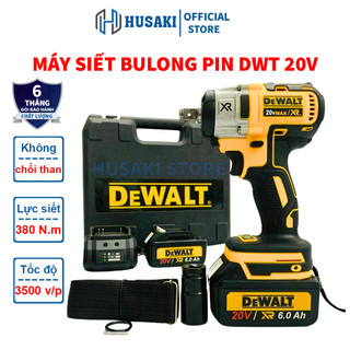 Máy siết bulong, bắn vít dùng pin không chổi than DWT 20V pin 10cell mở ốc vặn vít bảo hành 6 tháng
