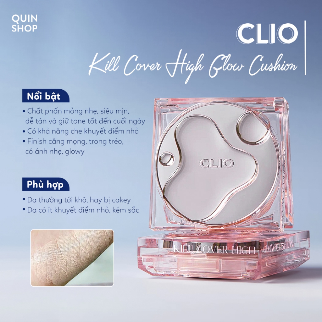 Phấn Nước Che Khuyết Điểm, Căng Bóng Clio Kill Cover The New Founwear, Mesh, High Glow Cushion SPF 50+ PA++++