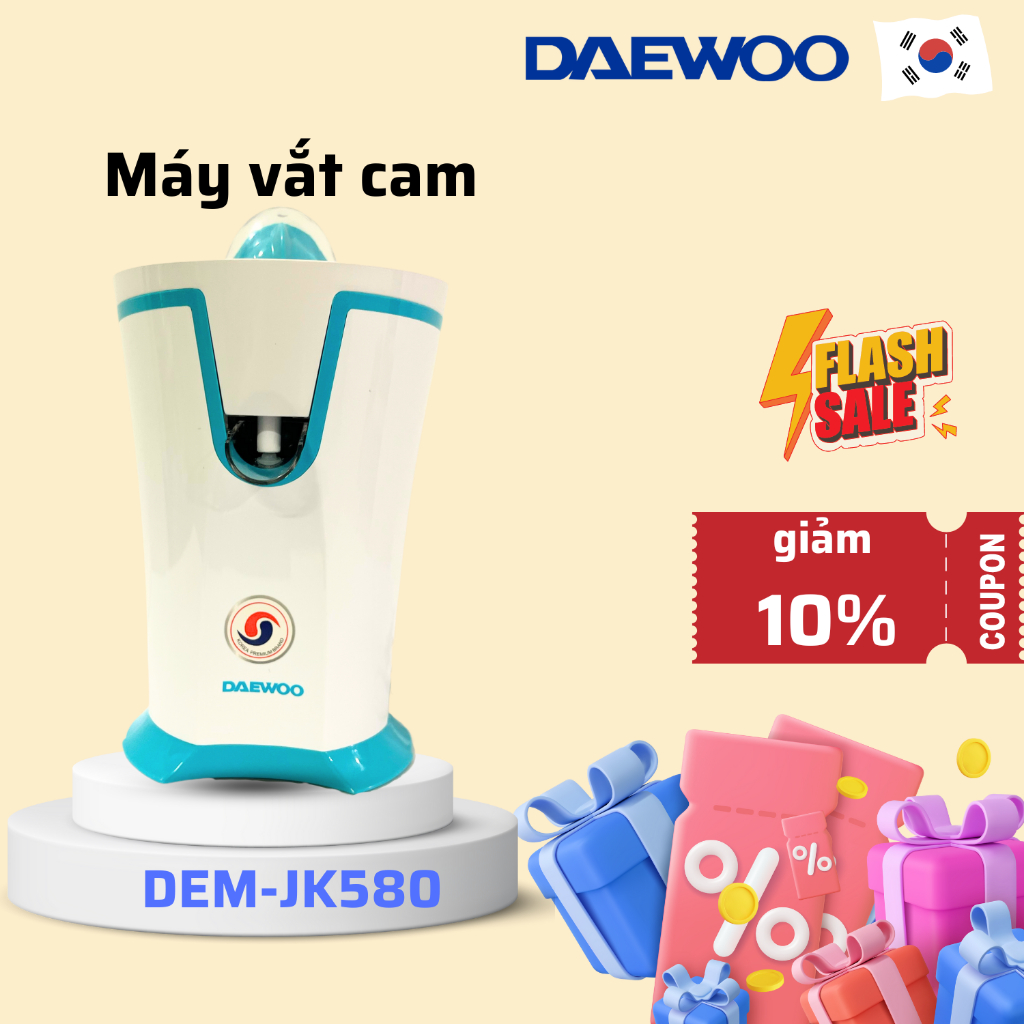 Máy vắt cam ra vòi trực tiếp DAEWOO DEM-JK580 dung tích 200ml, công suất 40W, tiết kiệm điện năng