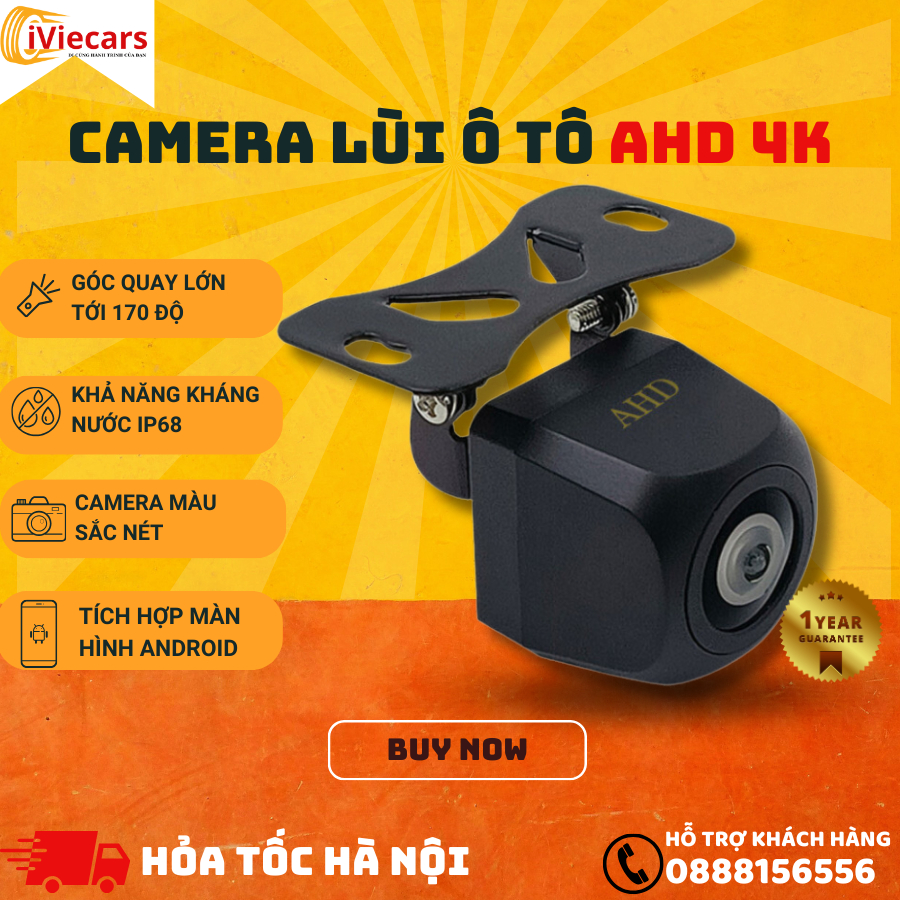 Camera lùi AHD 4K độ phân giải Full HD 4K tích hợp màn hình android, kết nối dễ dàng tiện lợi